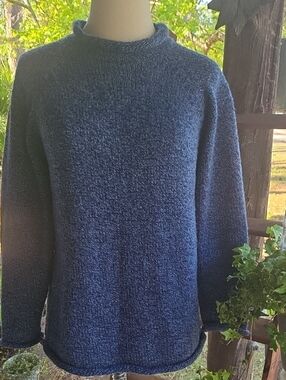American South Side Twilight And Navy Blue Mock Neck Wool Alpaca Sweater Size M